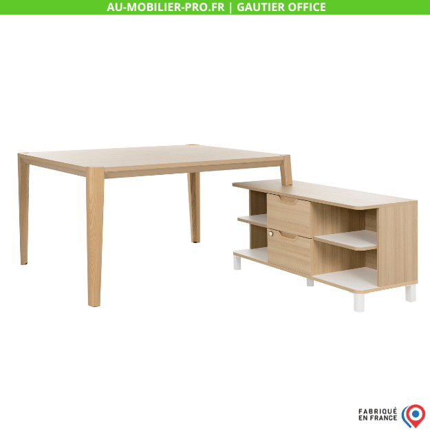 BUREAU D’ANGLE BOIS 140CM AVEC RETOUR – ABSOLU GAUTIER OFFICE